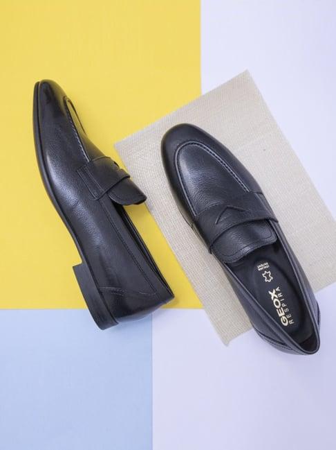 geox men's u sapienza black loafers