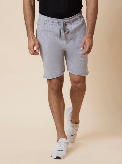 globus light grey regular fit cotton sports shorts