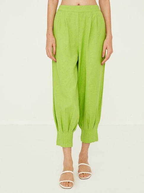 ancestry green regular fit high rise pants