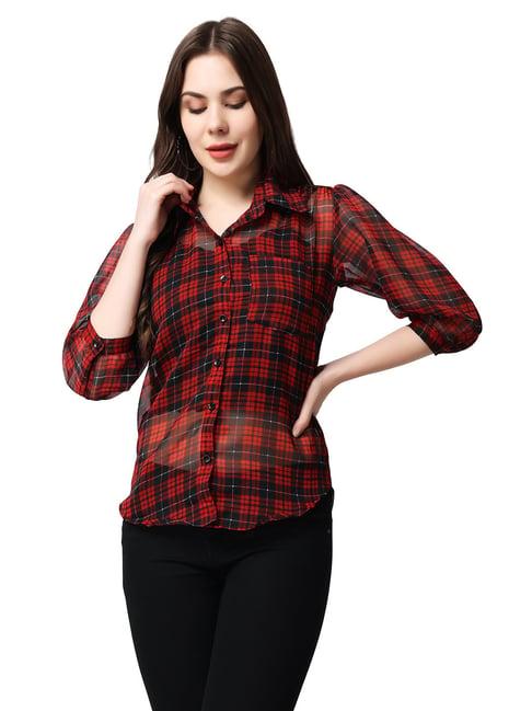 cation red check shirt