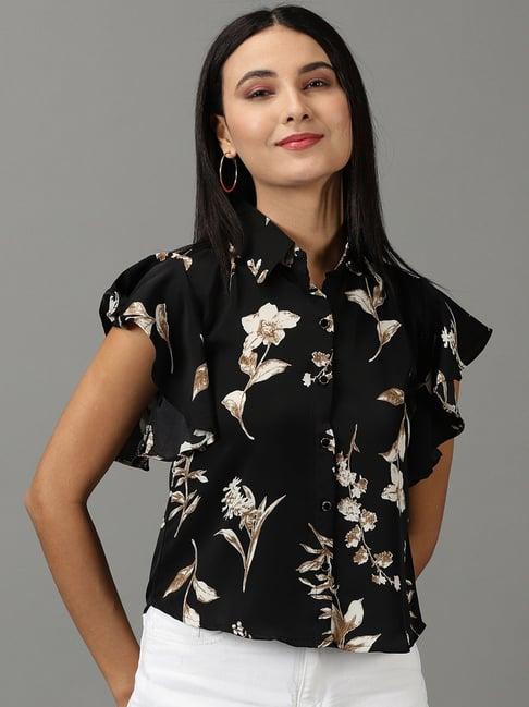 showoff black floral print shirt