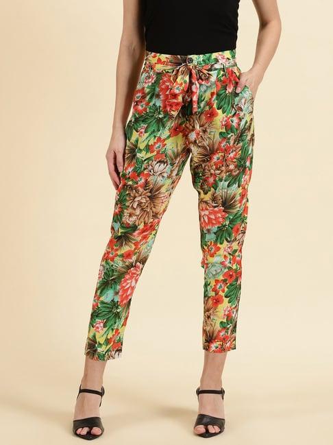 showoff multicolor floral print trousers