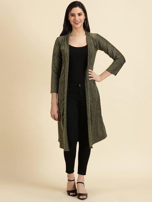 showoff green textured long shrug