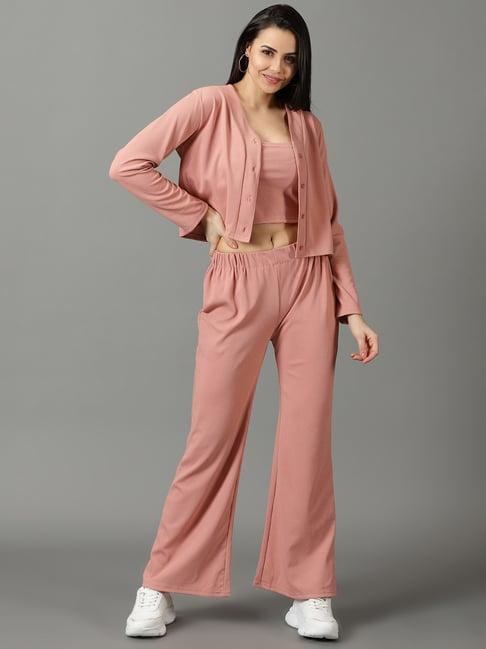 showoff peach top with shrug & trousers