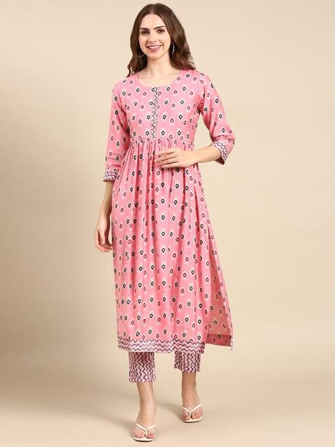 showoff pink embellished kurta with pants