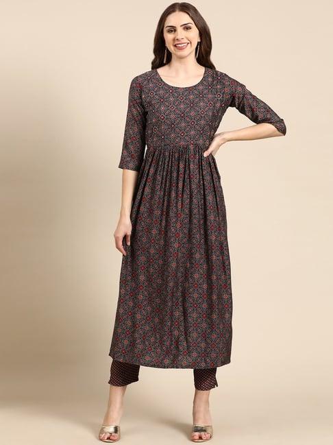 showoff multicolor embellished kurta with pants