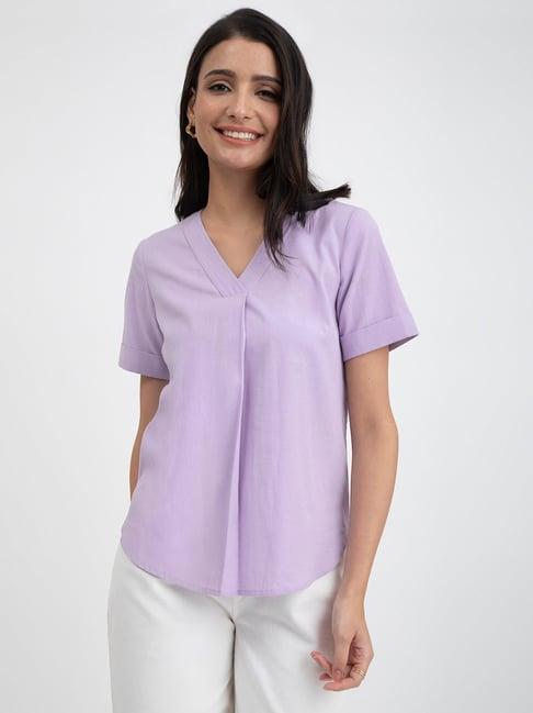 pink fort lavender cotton relaxed fit top