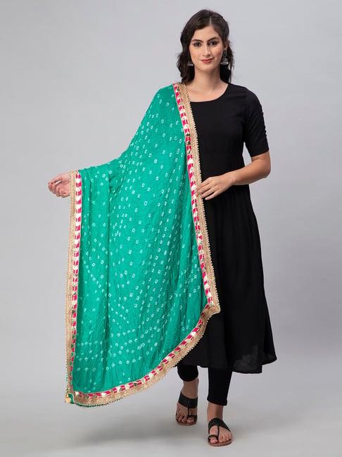 aditi wasan light green printed bandhani dupatta