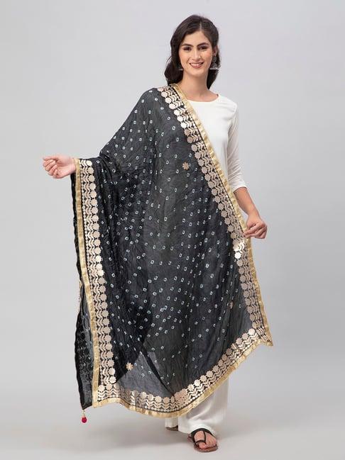 aditi wasan black printed bandhani dupatta