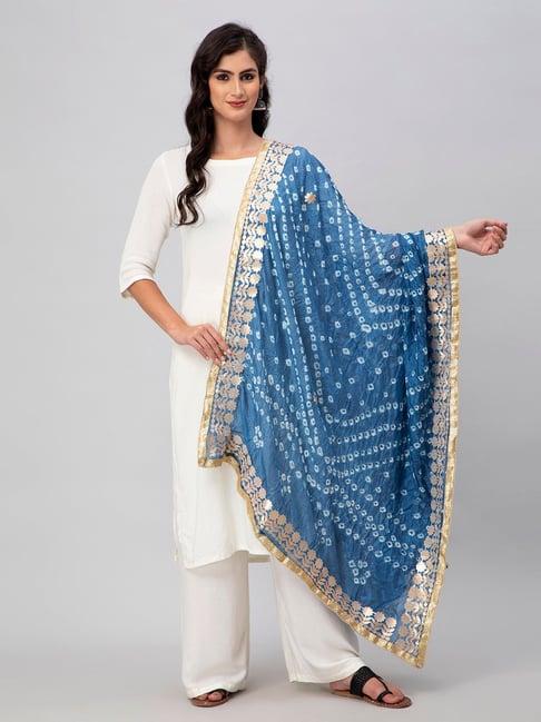 aditi wasan aqua printed bandhani dupatta