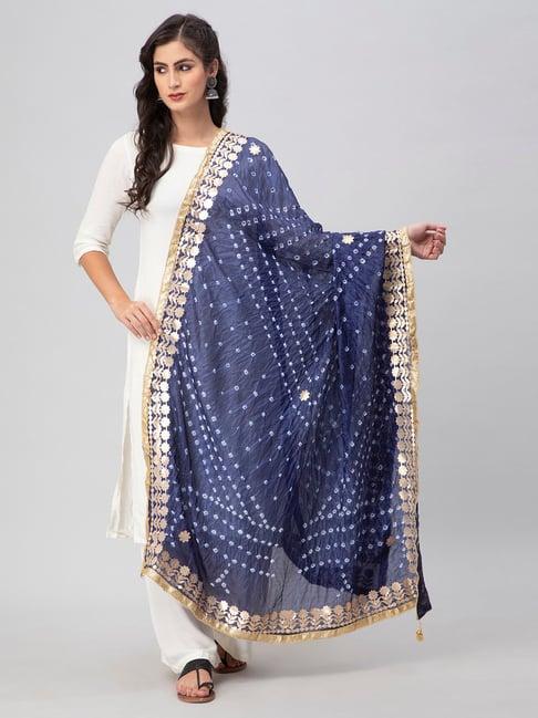 aditi wasan blue printed bandhani dupatta