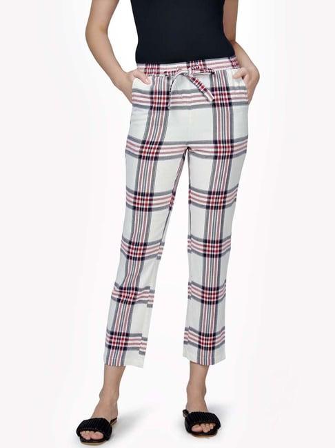 vastrado white cotton chequered pyjamas