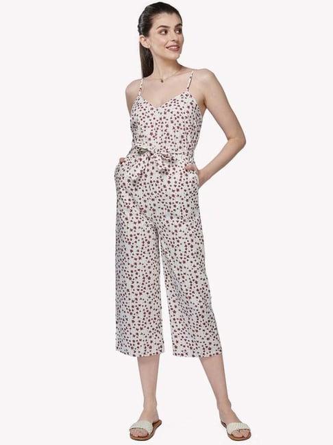 vastrado red cotton floral print jumpsuit