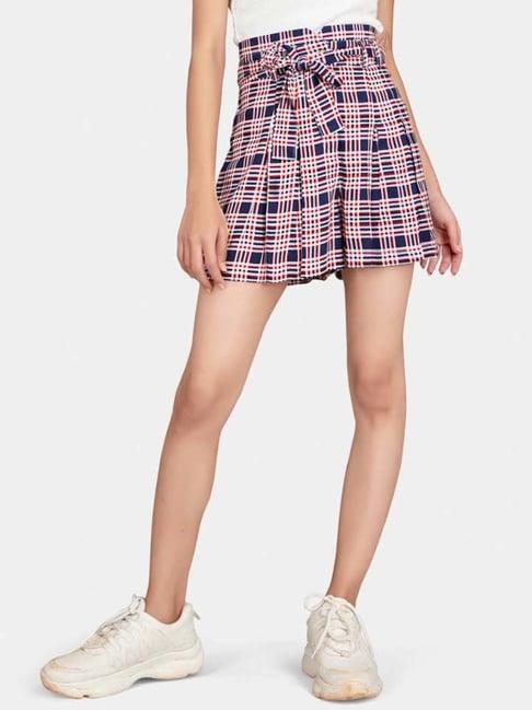 vastrado navy & red chequered skorts