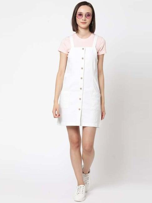 vastrado white cotton pinafore dress