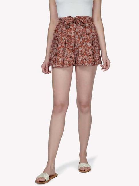 vastrado orange floral print skorts