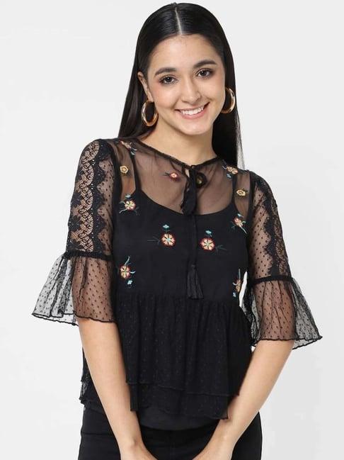 vastrado black embroidered top