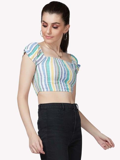 vastrado multicolored cotton striped crop top