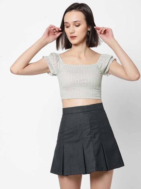 vastrado grey cotton crop top