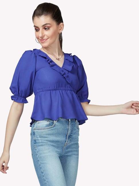 vastrado blue v neck top