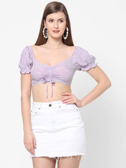 vastrado lilac floral print crop top