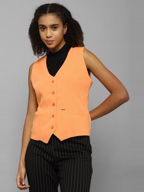 allen solly orange regular fit waistcoat