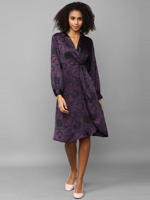 allen solly purple printed a-line dress