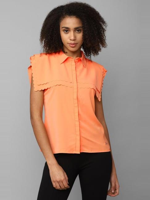 allen solly orange regular fit shirt