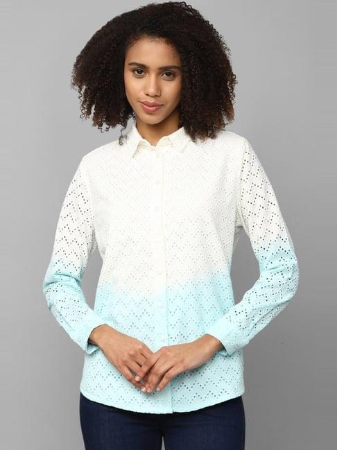 allen solly white cotton self pattern shirt