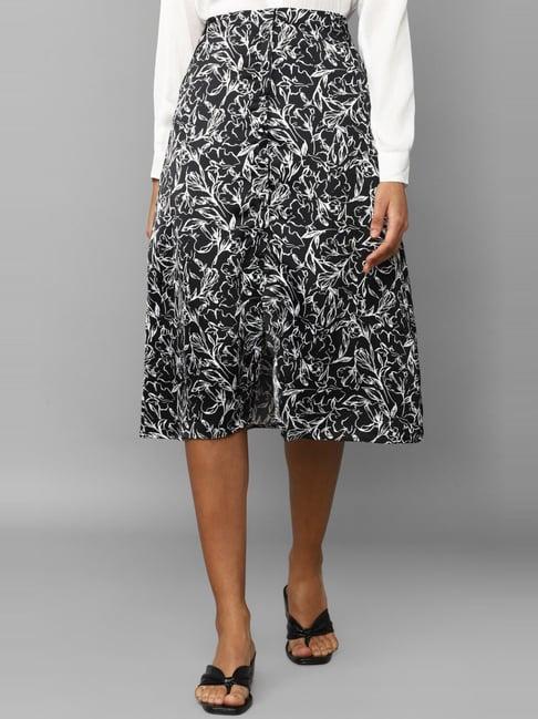 allen solly black printed a-line skirt