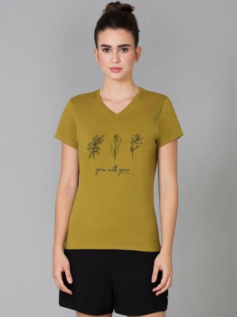 van heusen green cotton printed t-shirt