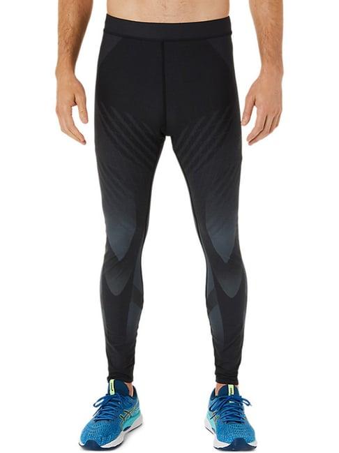 asics black regular fit printed sports tights