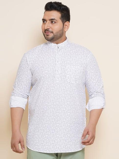 john pride white regular fit printed plus size kurta