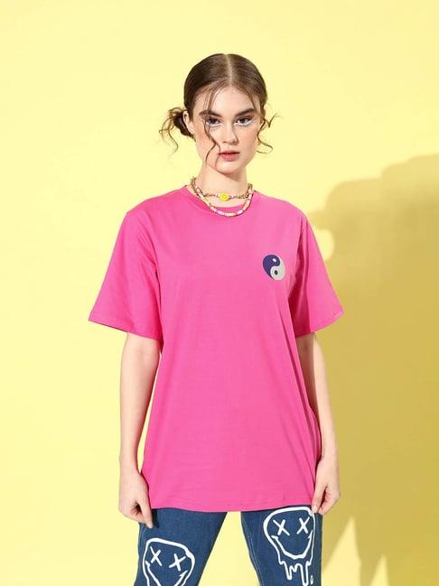 dillinger fuchsia cotton graphic print oversized t-shirt