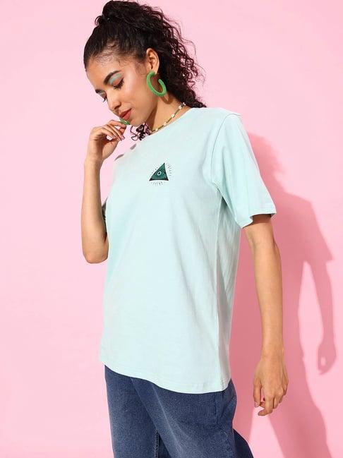 dillinger pastel turquoise cotton graphic print oversized t-shirt