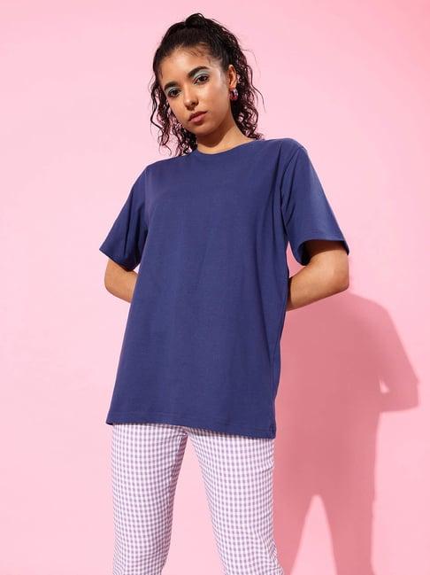 dillinger navy cotton graphic print oversized t-shirt