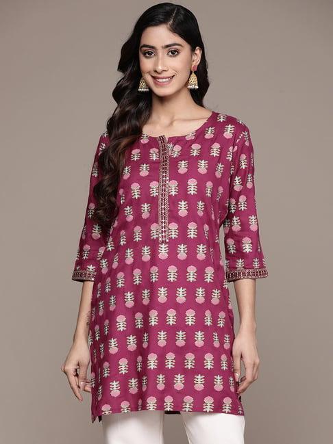 anubhutee magenta floral straight kurti