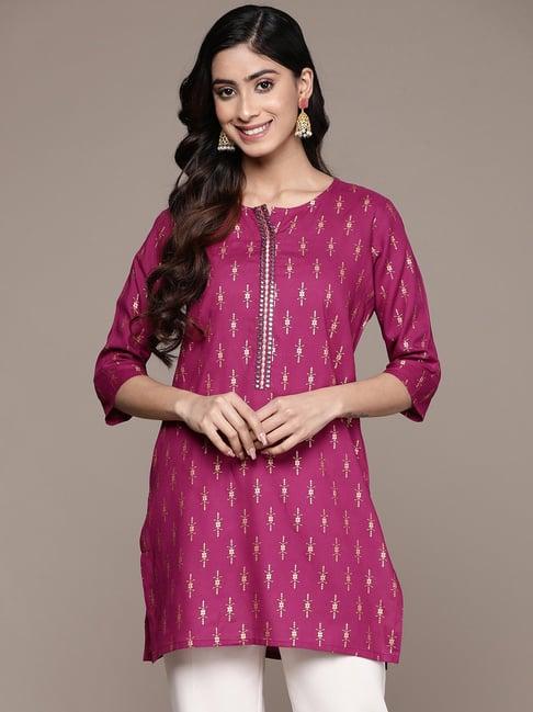 anubhutee magenta printed straight kurti