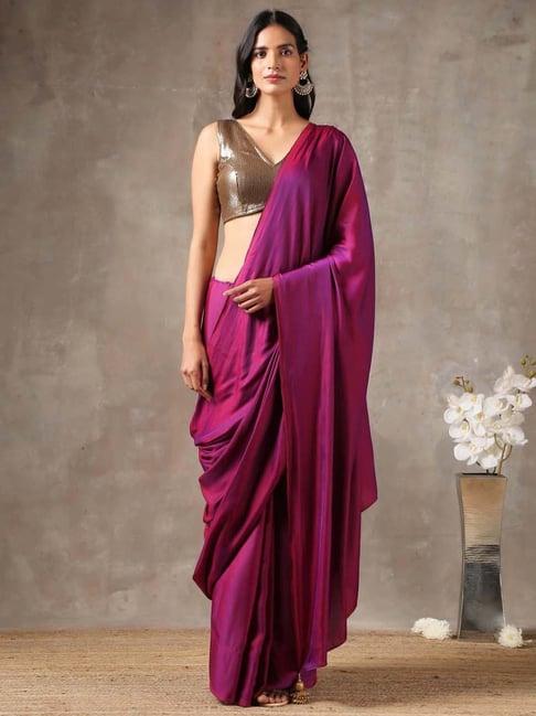 swtantra plum satin saree