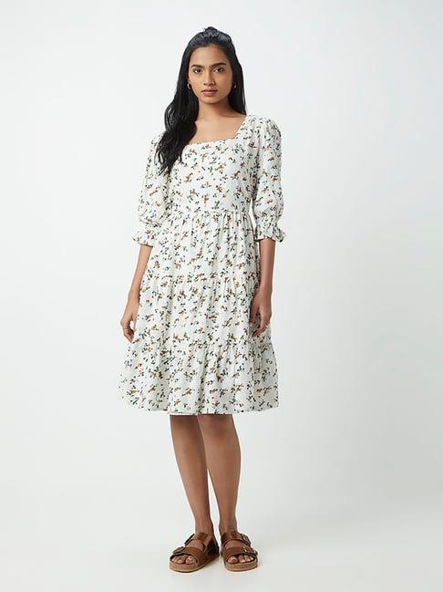 lov by westside off-white floral print dress