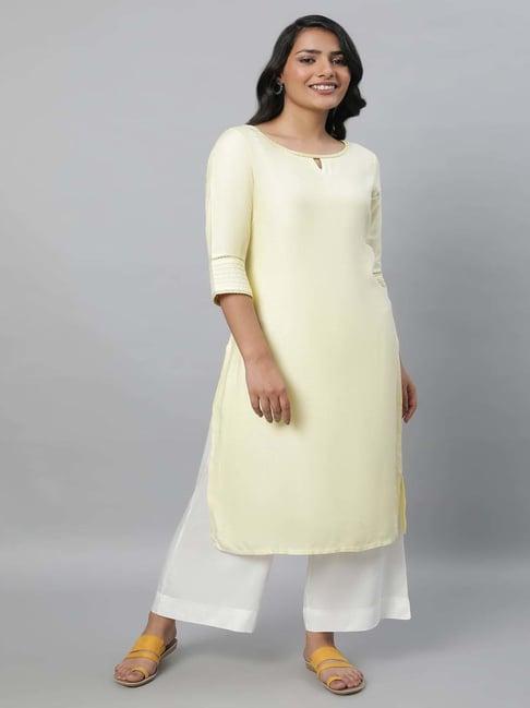 aurelia cream straight kurta