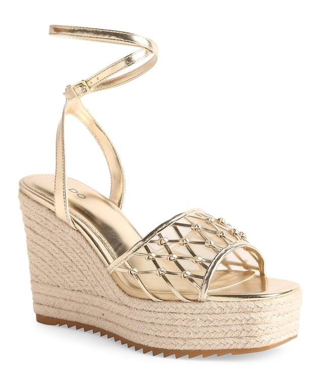 aldo women's dellen741 champagne espadrille wedges