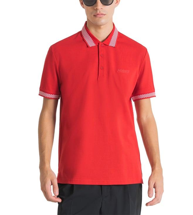 antony morato red slim fit polo t-shirt