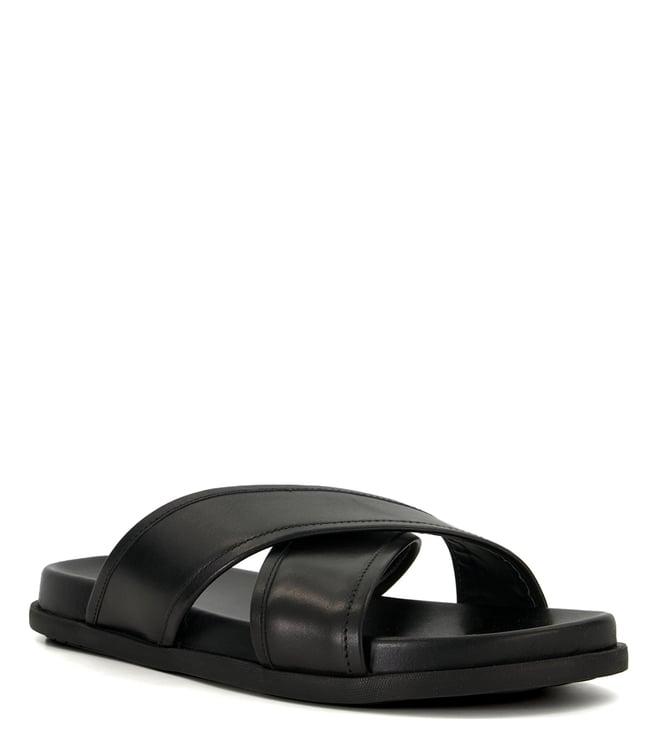 dune london men's internal black cross strap sandals