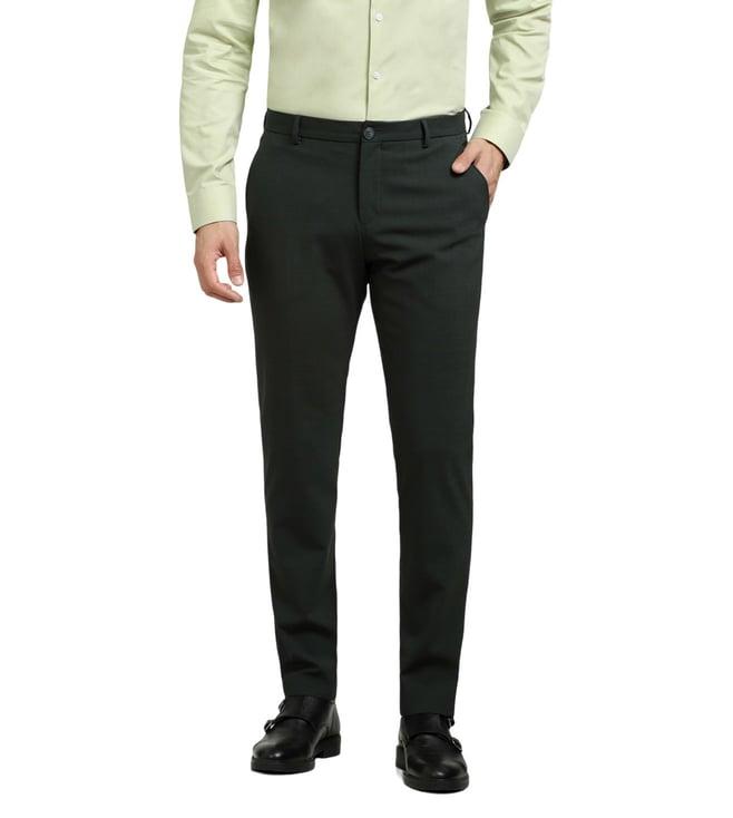 selected homme dark green slim fit flat front suit trousers