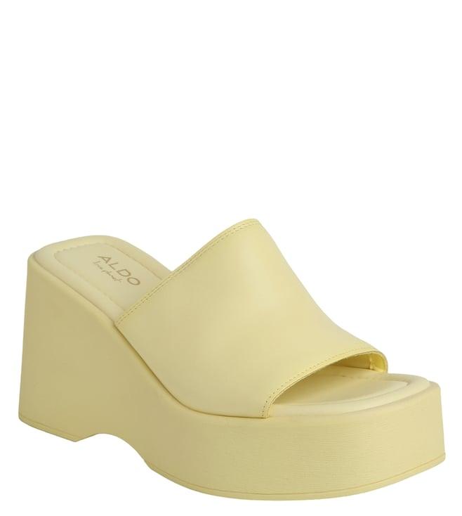 aldo women's betta740 yellow slide wedges