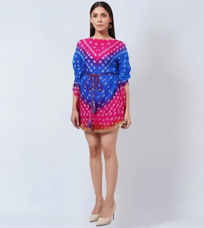 first resort by ramola bachchan pink & blue bandhani tunic