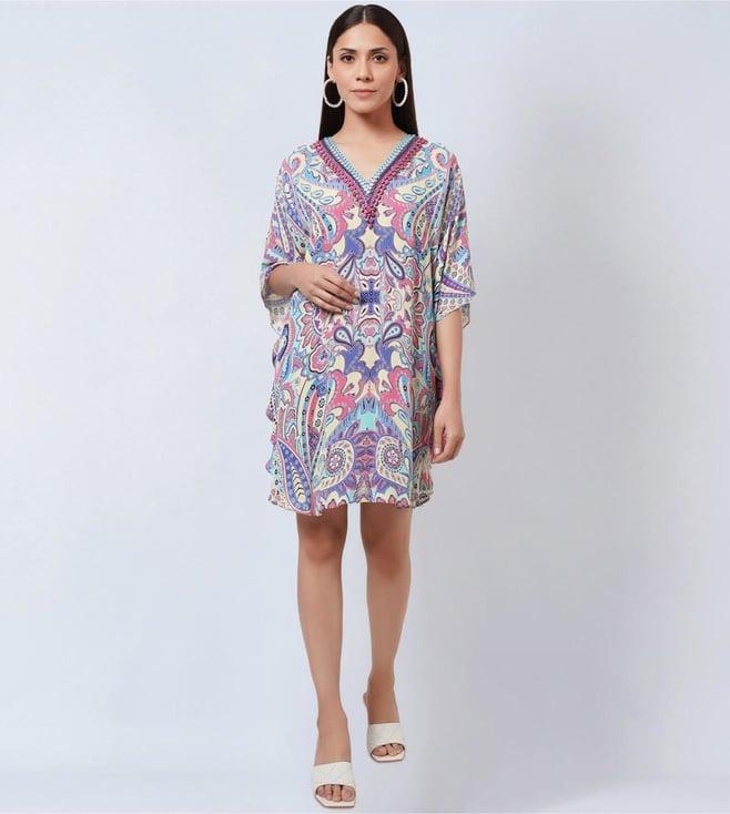 first resort by ramola bachchan mauve & blue paisley tunic