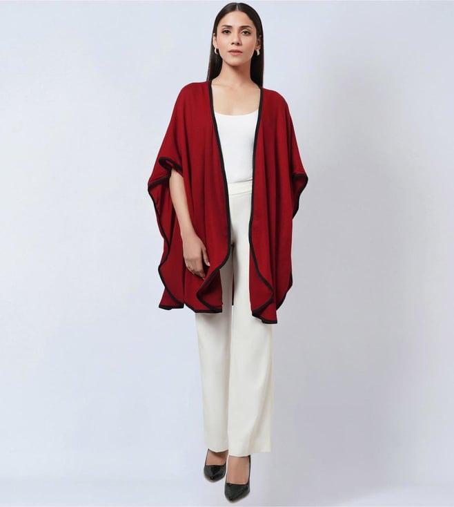 first resort by ramola bachchan maroon cashmere cape