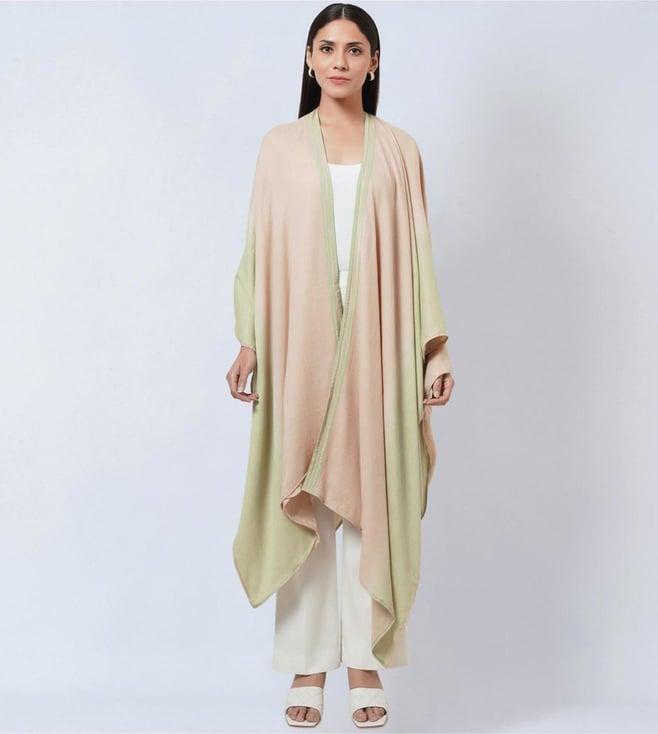 first resort by ramola bachchan peach & pistachio ombre cashmere cape